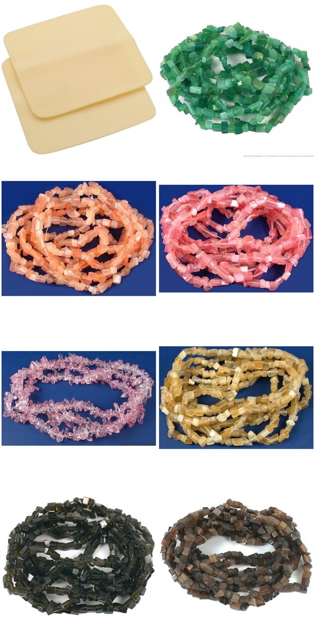 2 Beading Mats 8" x 8" & 7 Strands Glass & Chip Beads Various Colors and Sizes